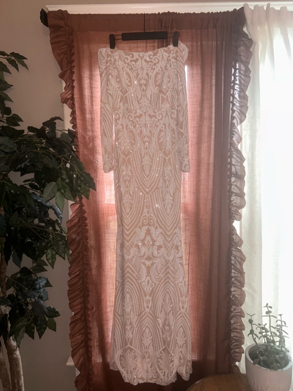 Windsor Cream Sequin Lace Evening Dress